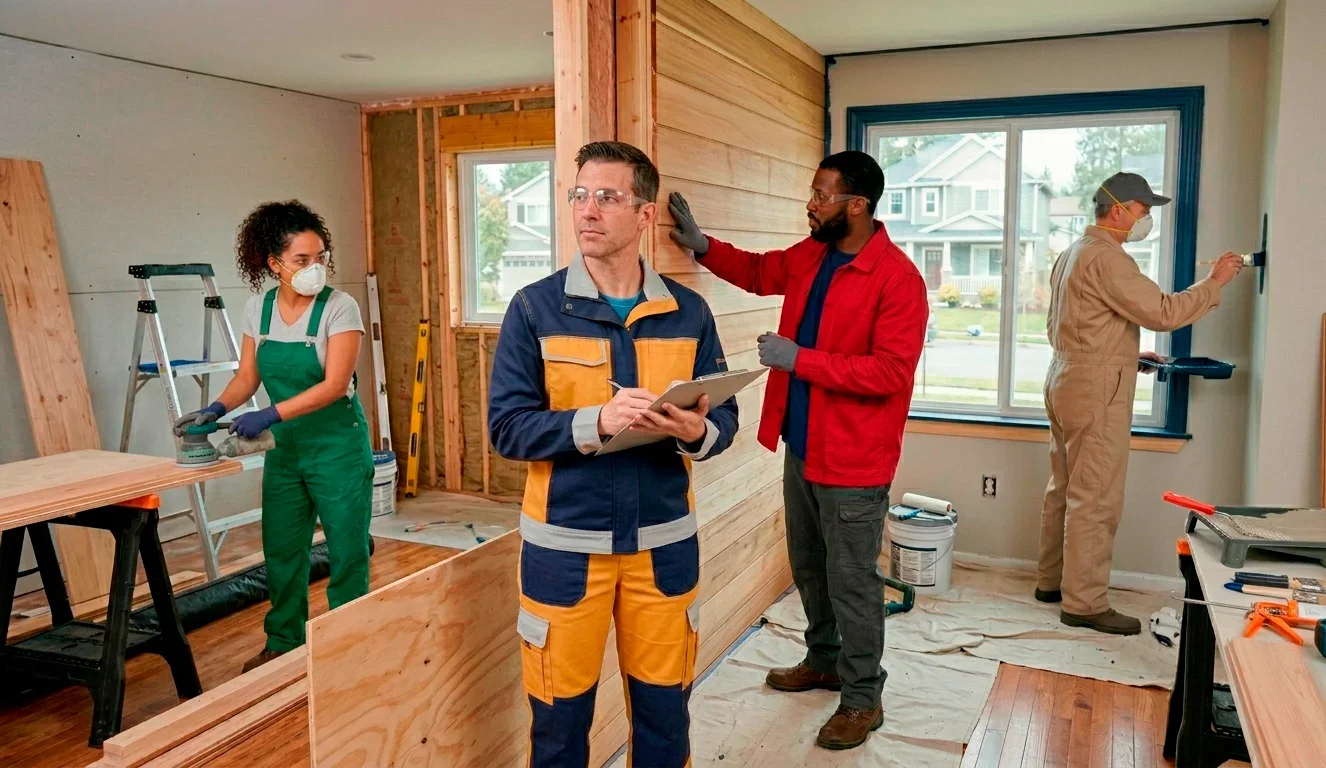 House remodeling and renovation services in Myrtle Beach SC — professional renovation team working on interior by Apex Painting